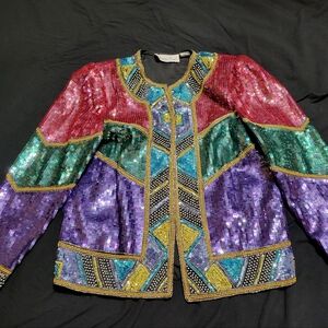 Vintage XL Lawrence Kazar Sequin Jacket
